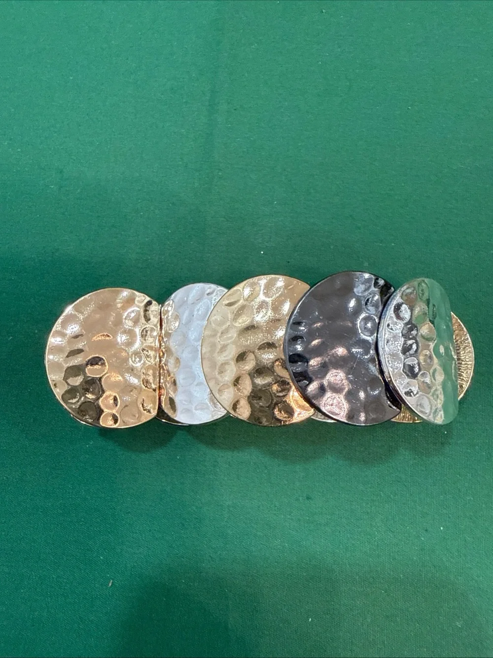 Chunky Multimetal Disc Stretch Bracelet 88D